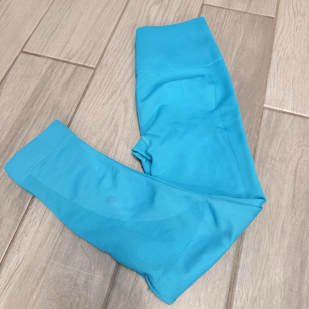 Lululemon Zone In Tight Teal Blue 6 Compression Shaping High Rise Leggings - Picture 10 of 10